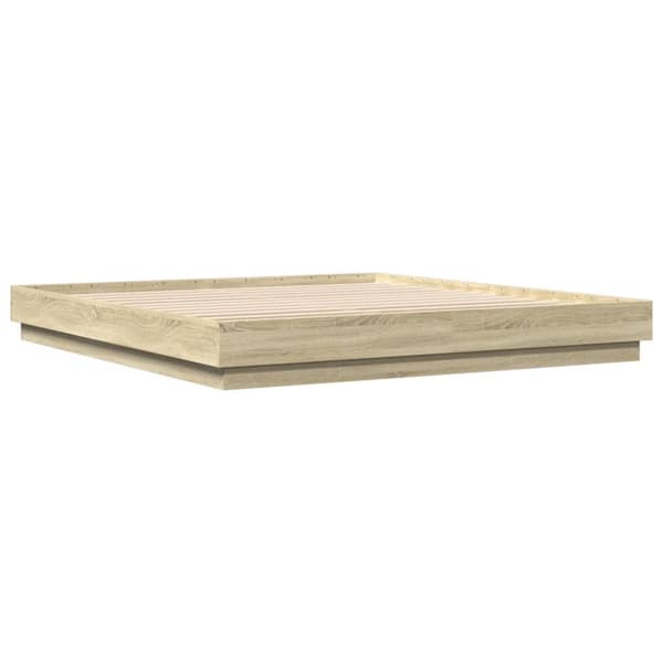 sengeramme med LED-lys 180x200 cm sonoma-eg