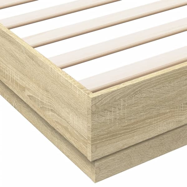 sengeramme med LED-lys 180x200 cm sonoma-eg