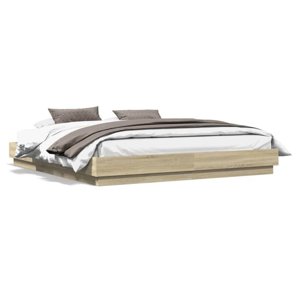 sengeramme med LED-lys 180x200 cm sonoma-eg