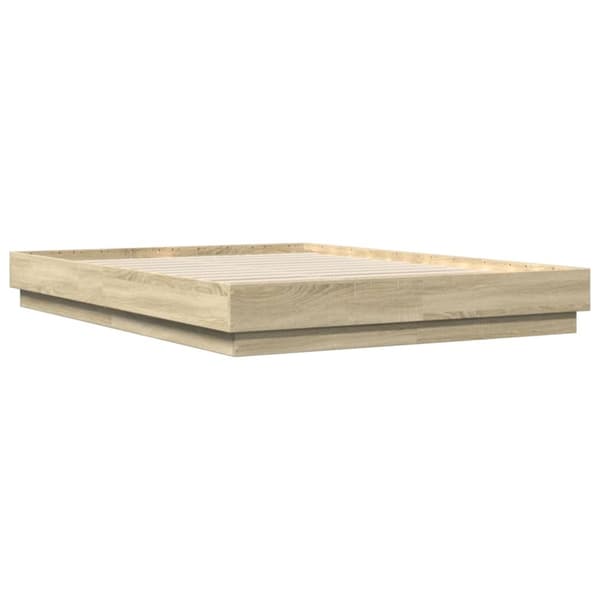 sengeramme med LED-lys 140x200 cm sonoma-eg