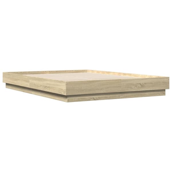 sengeramme med LED-lys 140x200 cm sonoma-eg