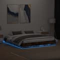 Miniatyrbild 5 av 10: Sängram med LEDs rökfärgad ek 200x200 cm