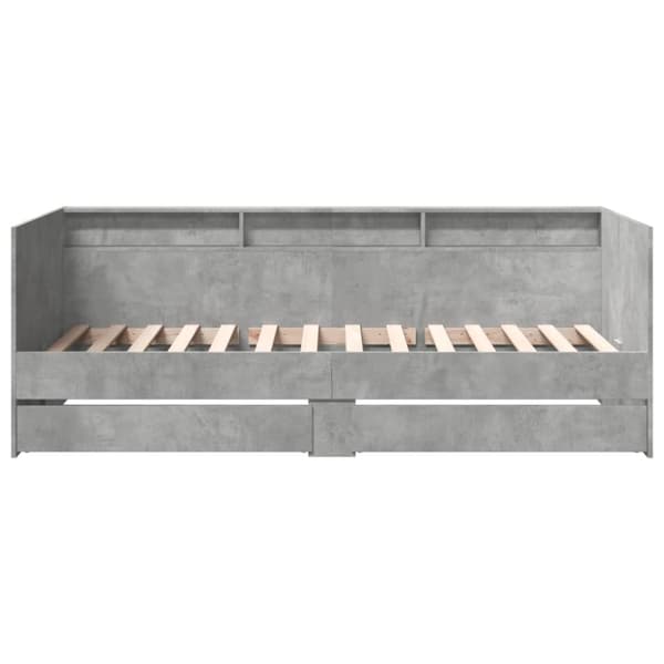 daybed med skuffer 100x200 cm konstrueret træ betongrå