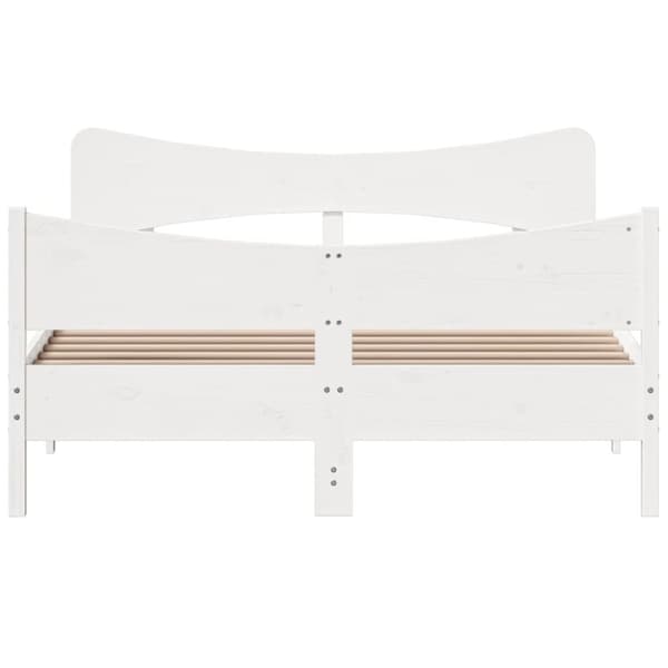 Sängram utan madrass vit 140x190 cm massiv furu
