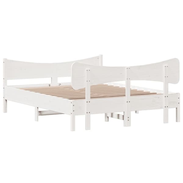 Sängram utan madrass vit 140x190 cm massiv furu