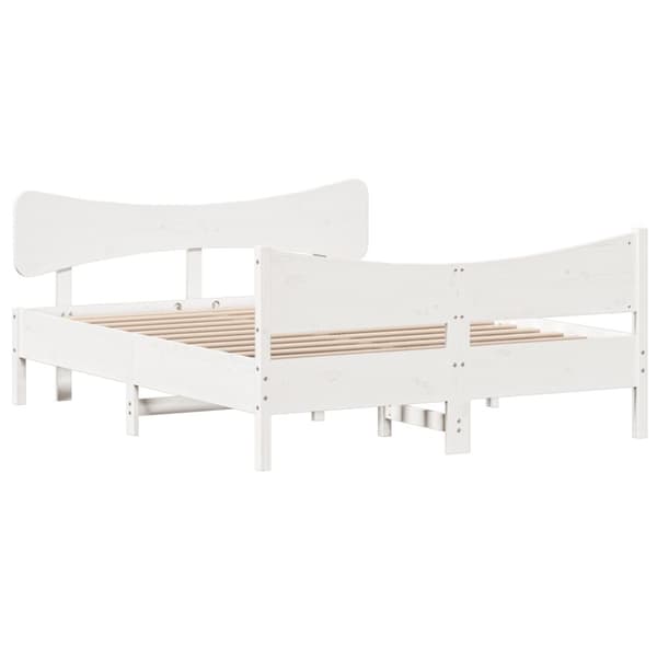 Sängram utan madrass vit 140x190 cm massiv furu