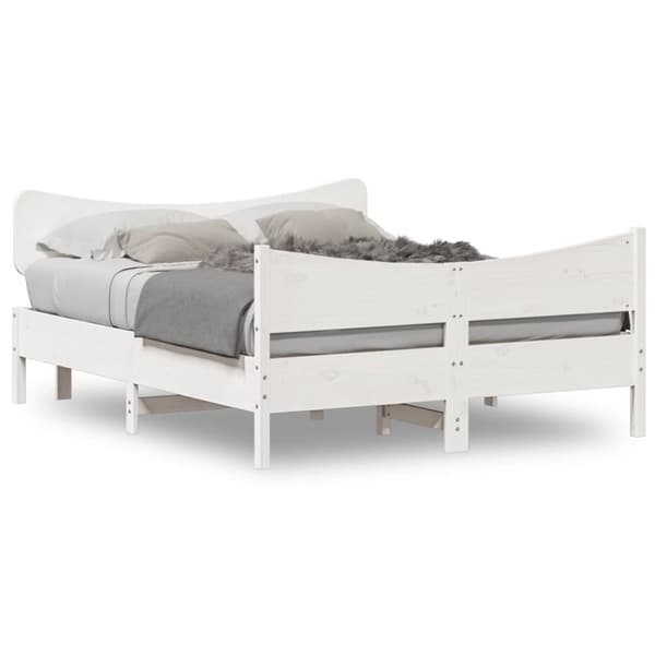 Sängram utan madrass vit 140x190 cm massiv furu