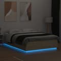 Miniatyrbillede 4 af 10: sengeramme med LED-lys 150x200 cm konstrueret træ sonoma-eg