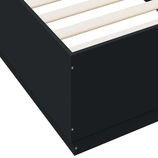 sengeramme med LED-lys 90x200 cm konstrueret træ sort