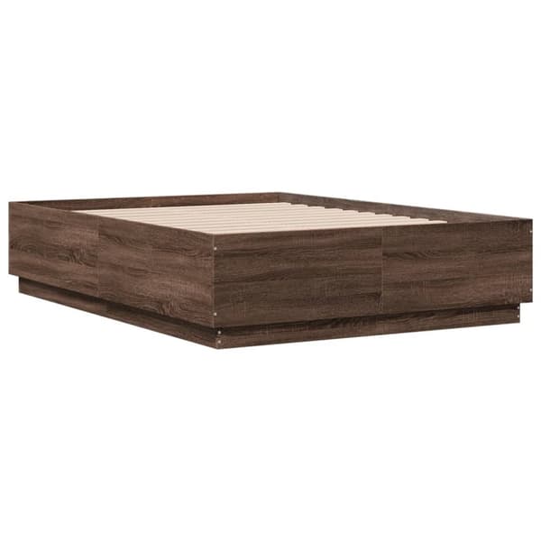 Sängynrunko LED-valoilla ruskea tammi 120x190 cm tekninen puu