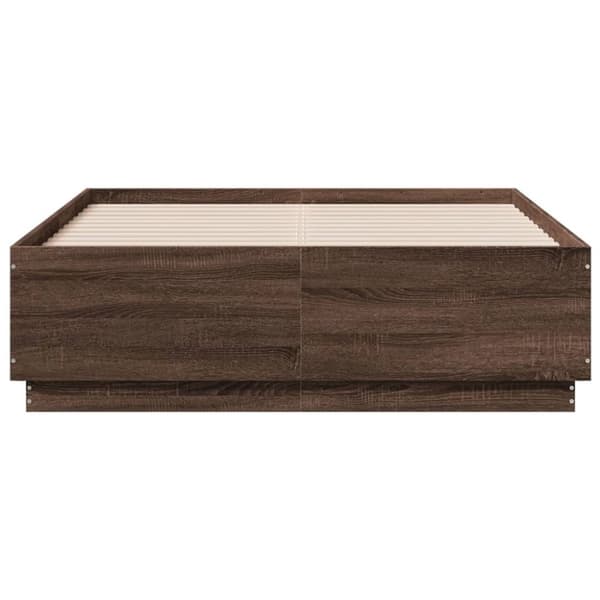 Sängynrunko LED-valoilla ruskea tammi 120x190 cm tekninen puu
