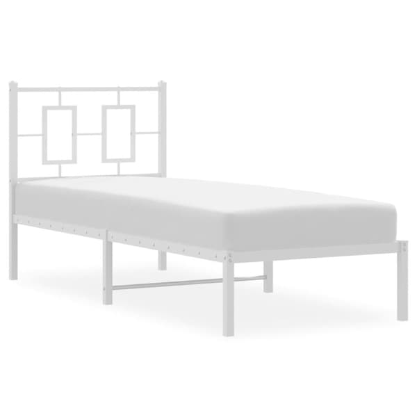 Metallisängynrunko ilman patjaa päätylevy valkoinen 75x190 cm