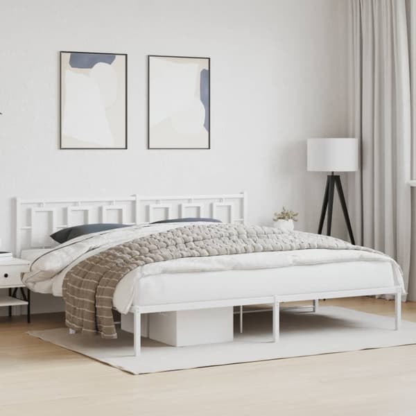 sengeramme med sengegavl 193x203 cm metal hvid