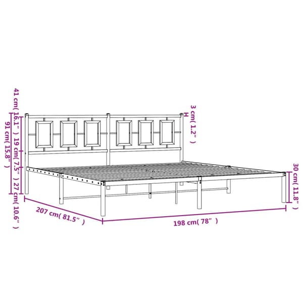 sengeramme med sengegavl 193x203 cm metal hvid