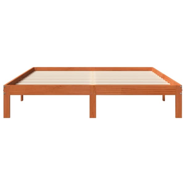 Sängram utan madrass vaxbrun 180x200 cm massiv furu