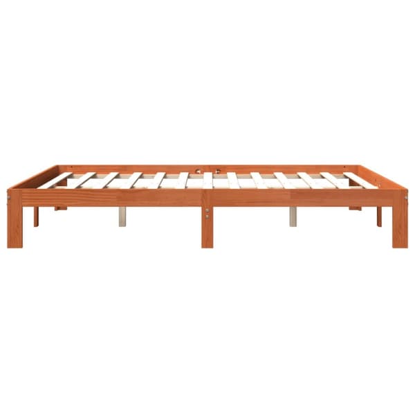Sängram utan madrass vaxbrun 180x200 cm massiv furu