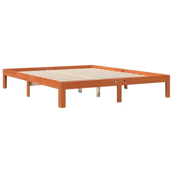 Sängram utan madrass vaxbrun 180x200 cm massiv furu