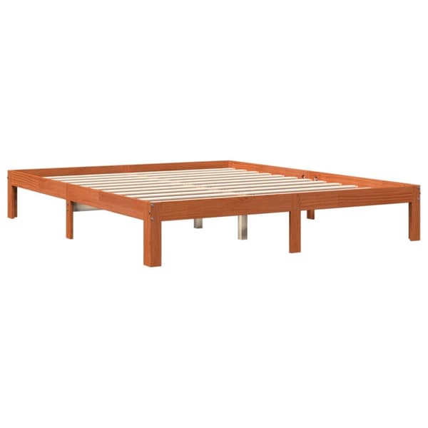 Sängram utan madrass vaxbrun 180x200 cm massiv furu