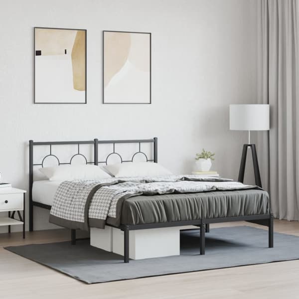 sengeramme med sengegavl 140x190 cm metal sort