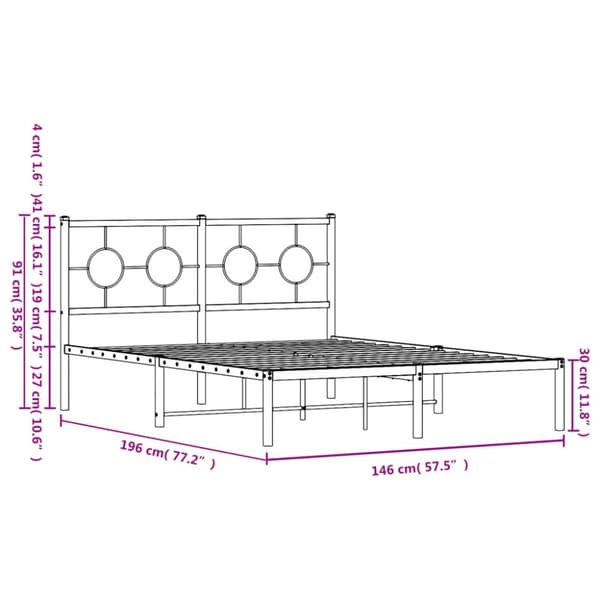 sengeramme med sengegavl 140x190 cm metal sort