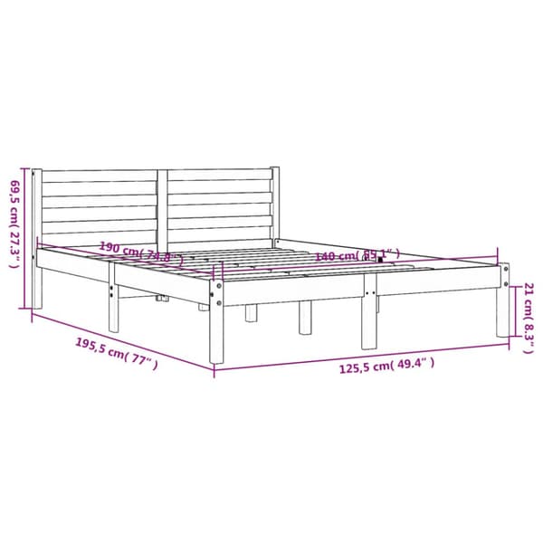 sengeramme uden madras 140x190 cm massivt fyrretræ gyldenbrun