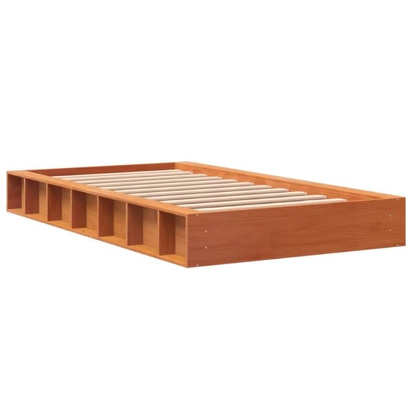sengeramme uden madras 90x190 cm massivt fyrretræ gyldenbrun