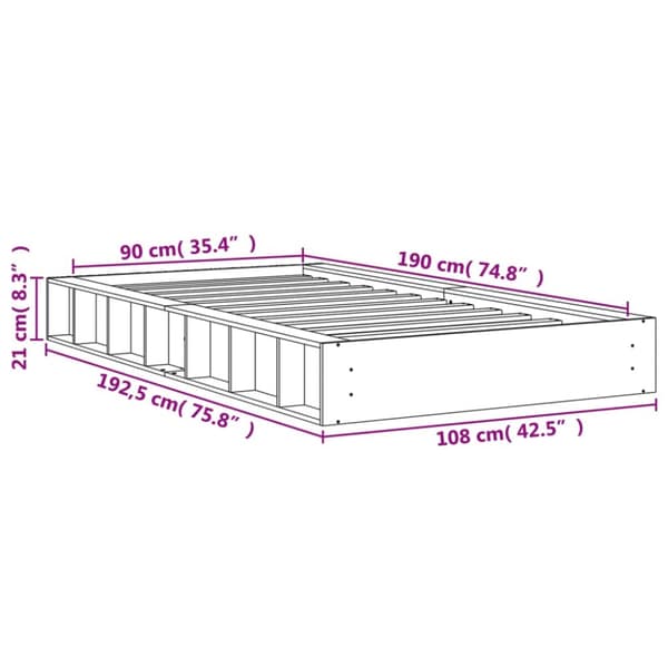 sengeramme uden madras 90x190 cm massivt fyrretræ gyldenbrun