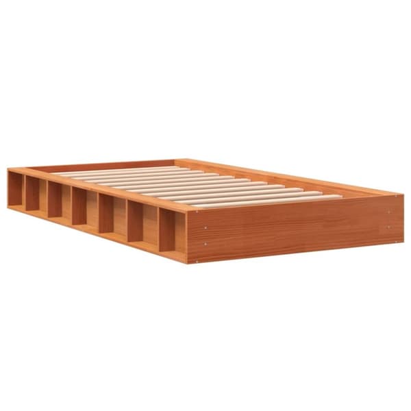 sengeramme uden madras 90x190 cm massivt fyrretræ gyldenbrun