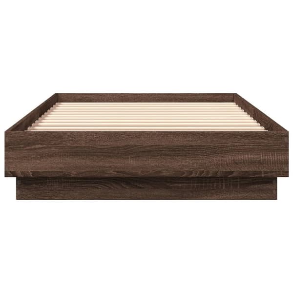 Sängram utan madrass brun ek 90x200 cm konstruerad trä
