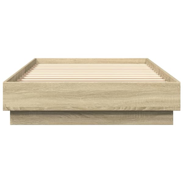sengeramme med LED-lys 90x200 cm sonoma-eg