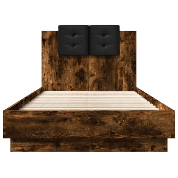 sengeramme med sengegavl 75x190 cm konstrueret træ røget eg