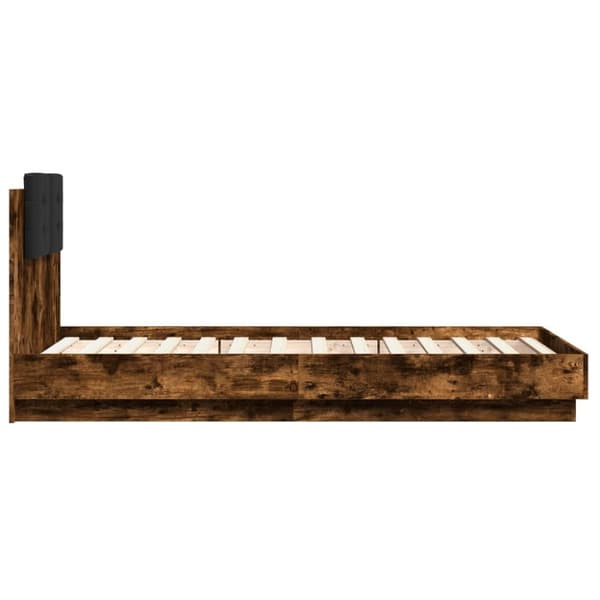sengeramme med sengegavl 75x190 cm konstrueret træ røget eg