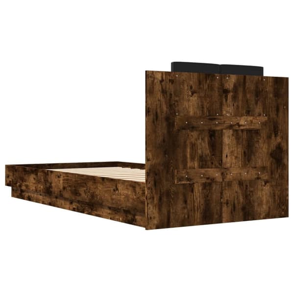 sengeramme med sengegavl 75x190 cm konstrueret træ røget eg