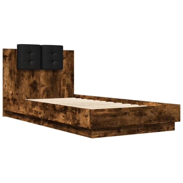 sengeramme med sengegavl 75x190 cm konstrueret træ røget eg
