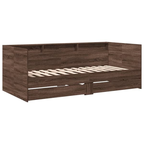 Vuodesohva laatikoilla ruskea tammi 100x200 cm tekninen puu