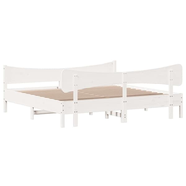 sengeramme uden madras 200x200 cm massivt fyrretræ hvid