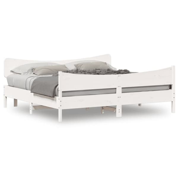 sengeramme uden madras 200x200 cm massivt fyrretræ hvid