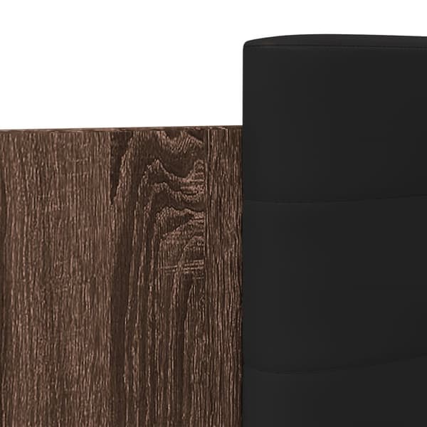 sengeramme med sengegavl 100x200 cm konstrueret træ brunt eg