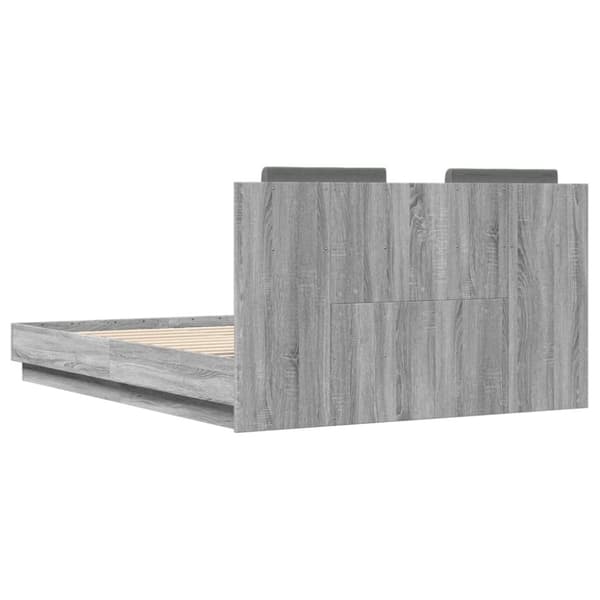 sengeramme med sengegavl 120x190 cm konstrueret træ grå sonoma