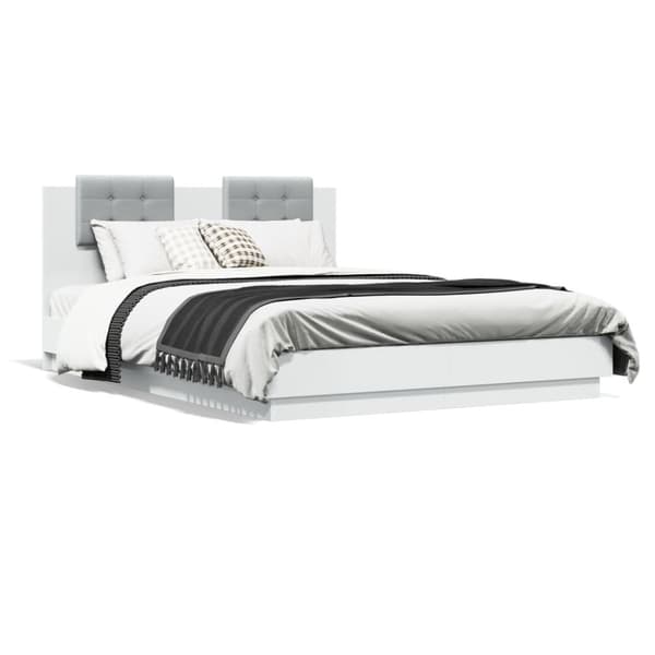sengeramme med sengegavl 120x200 cm konstrueret træ hvid