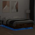 Miniatyrbillede 4 af 10: sengeramme med LED-lys 160x200 cm konstrueret træ røget eg