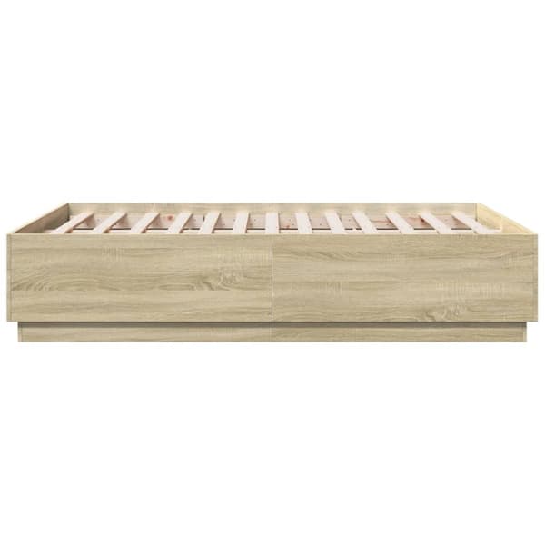 Sängynrunko LED-valoilla Sonoma-tammi 120x190 cm tekninen puu