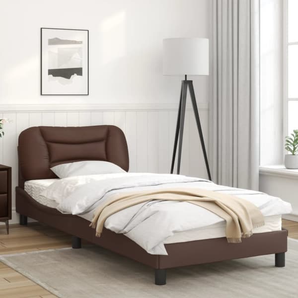 sengeramme med LED-lys 80x200 cm kunstlæder brun