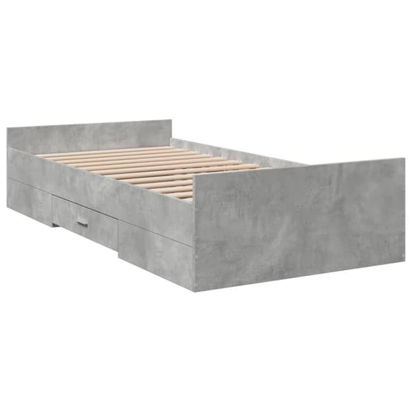 sengeramme med skuffer 75x190 cm konstrueret træ betongrå