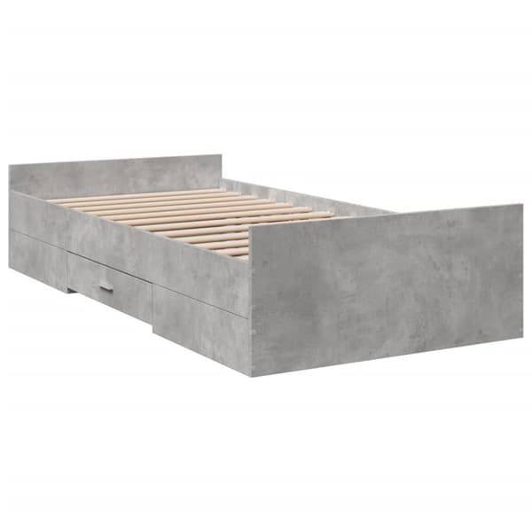 sengeramme med skuffer 75x190 cm konstrueret træ betongrå