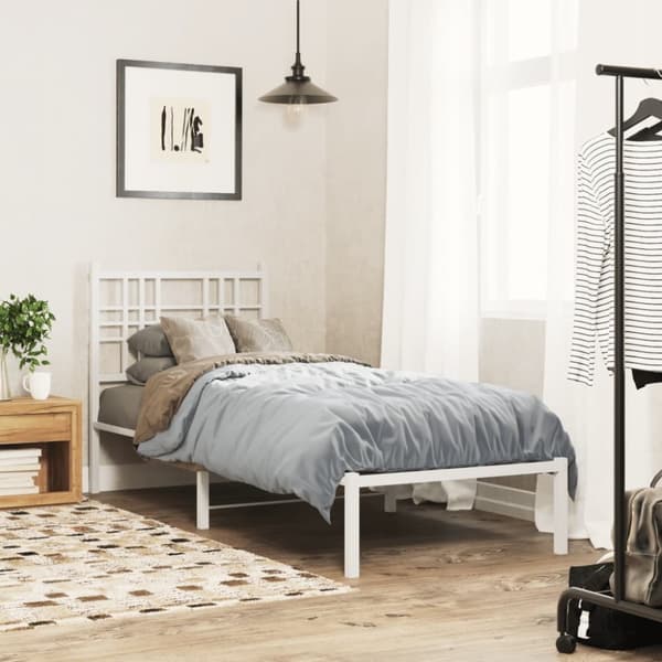 sengeramme med sengegavl 80x200 cm metal hvid