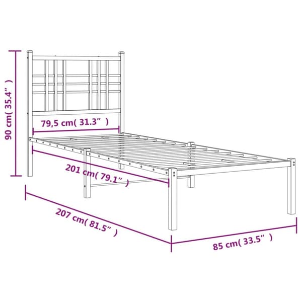 sengeramme med sengegavl 80x200 cm metal hvid