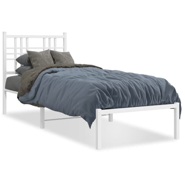sengeramme med sengegavl 80x200 cm metal hvid