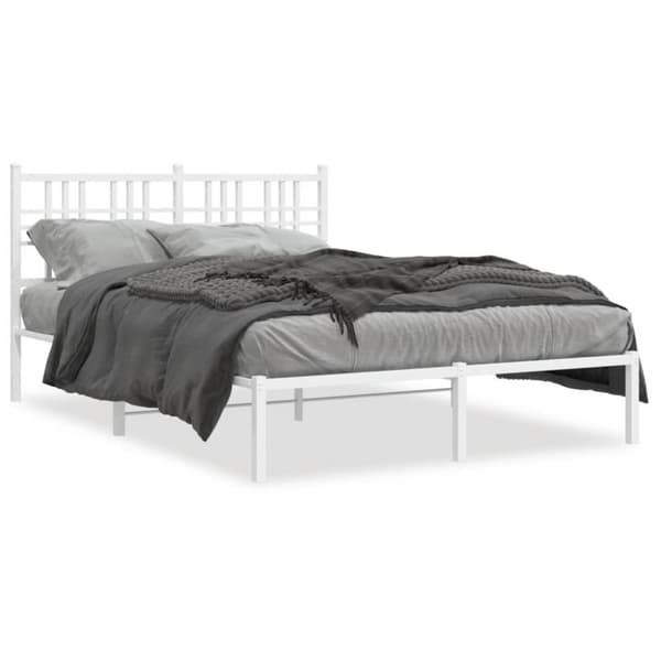 sengeramme med sengegavl 135x190 cm metal hvid