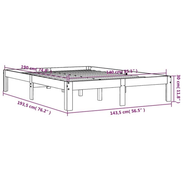 sengeramme uden madras 140x190 cm massivt fyrretræ gyldenbrun